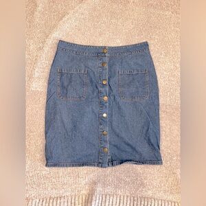 Roolee Chambray Mini Skirt with Button Front